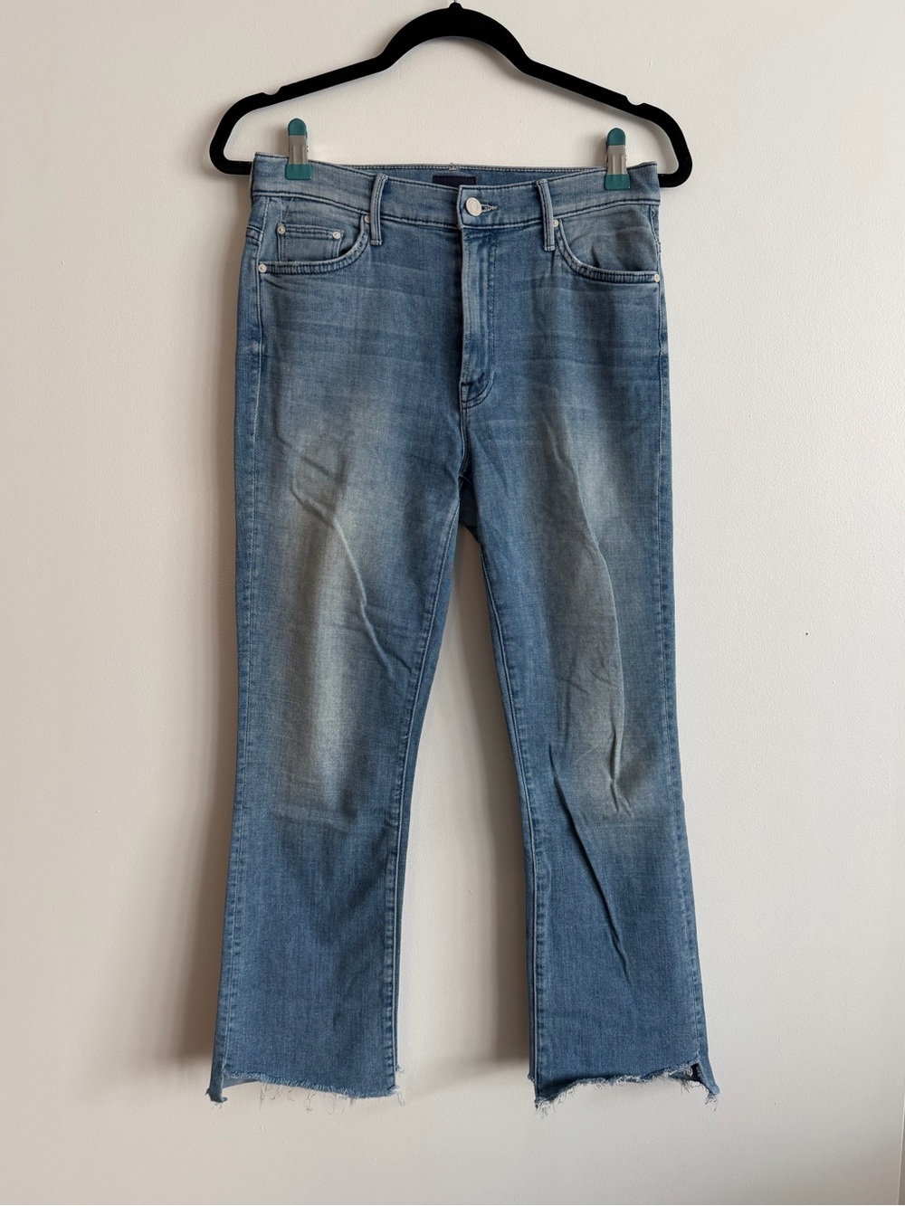 MOTHER Insider Crop Two Step Fray Jeans - Light Blue When Sparks Fly
